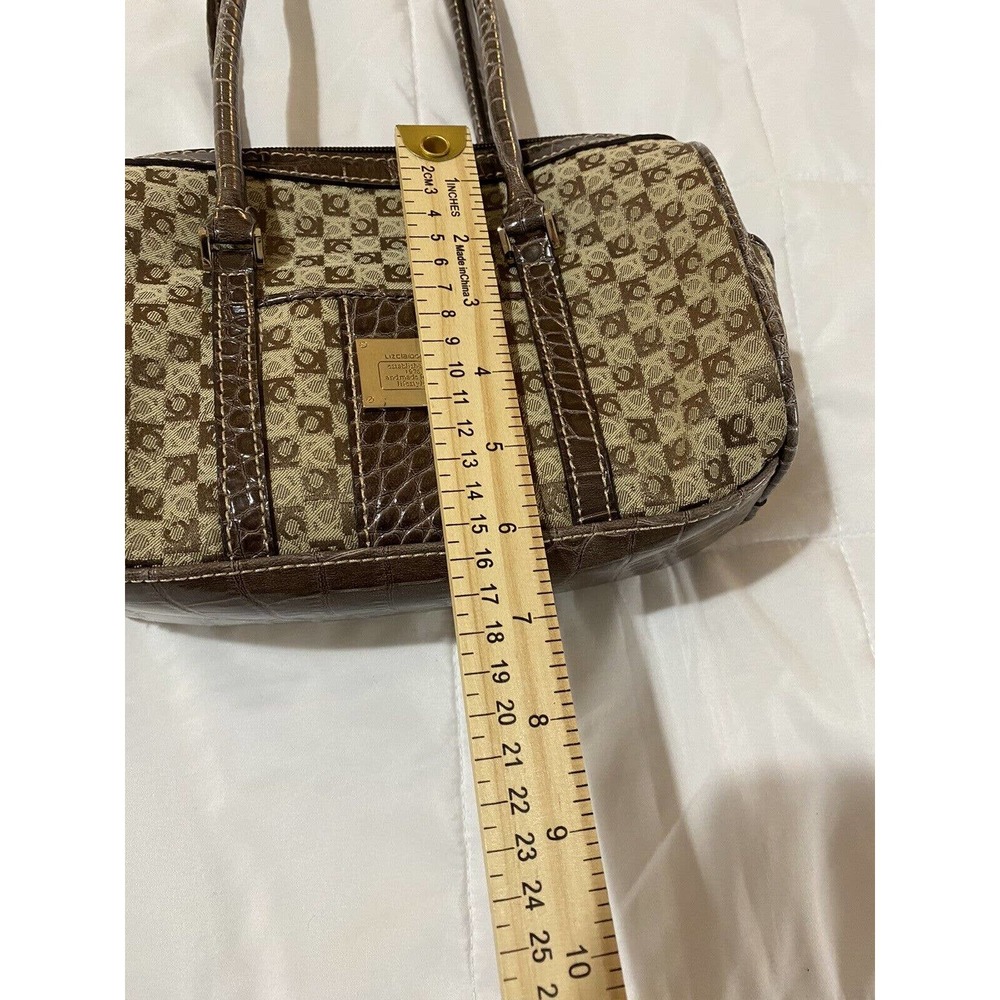 Liz Claiborne Monogram Brown Small Purse, Beige Lining Very G Cond - Picture 2 of 16